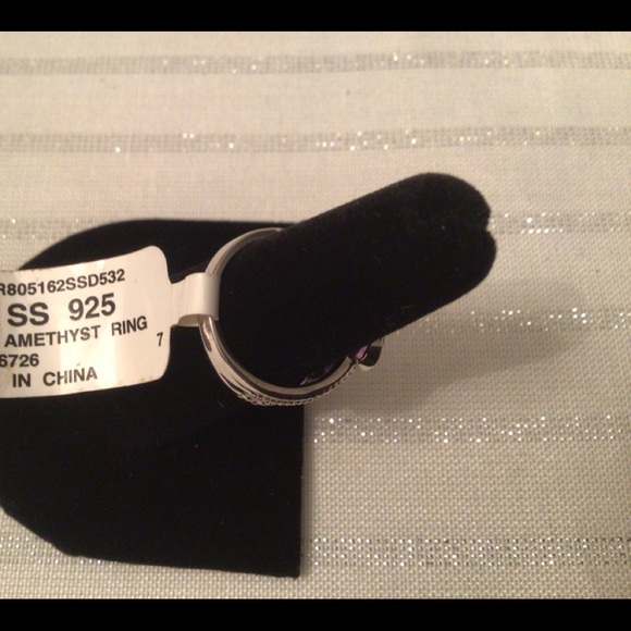 Sterling Silver Three Row Amethyst Ring - Picture 7 of 7